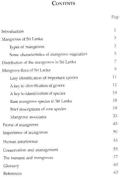 A Guide to the Mangrove Flora of Sri Lanka - inhaltsverzeichnis